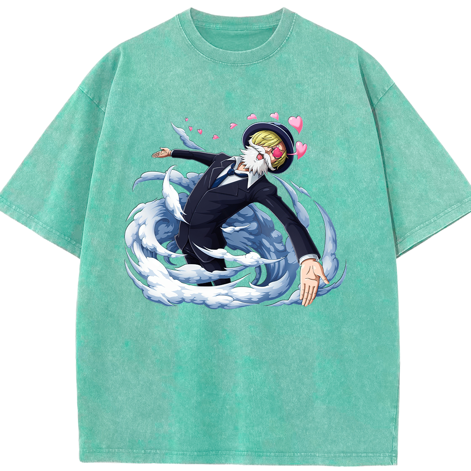 （画像用） ワンピース サンジ ONE PIECE Sanji 綿100% ヴィンテージ風 半袖Tシャツ（フロントプリント）